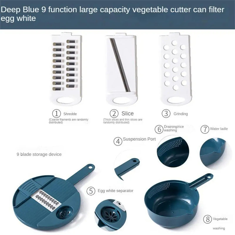 Vegetable Cutter Multifunctional Potato Shredder Household Scraping Radish Grater Slicer with Container Kitchen Gadgets