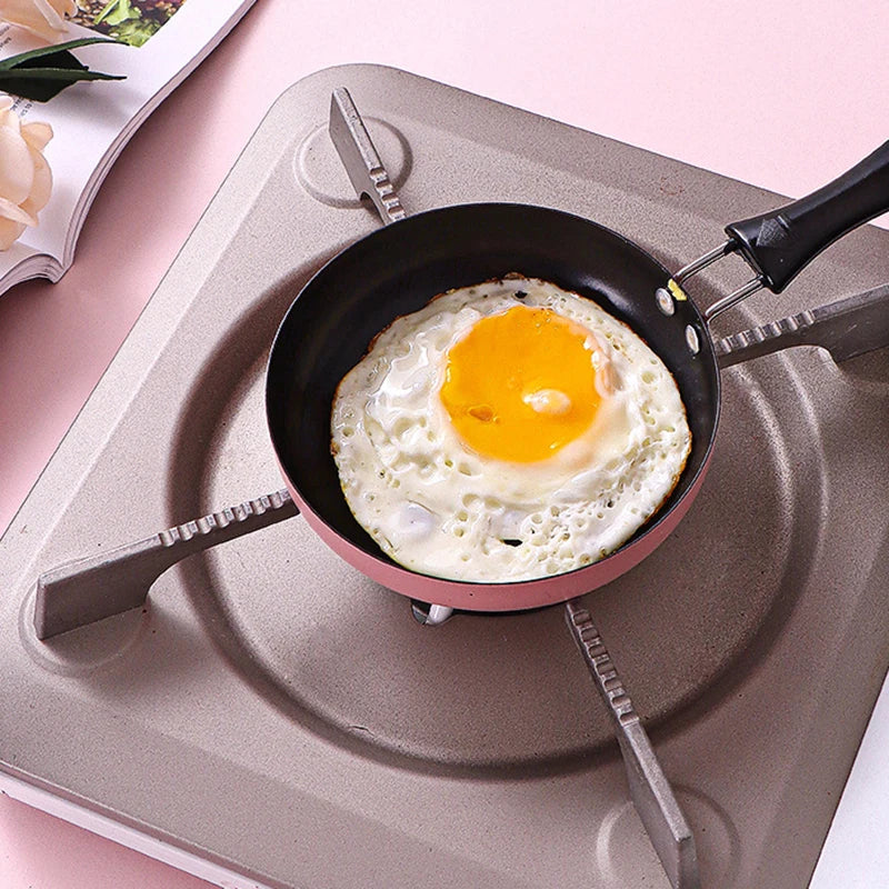 12cm Mini Frying Pan Stainless Steel Prevent Stick Induction Pot Round Breakfast Small Fry Egg Pan With Long Handle Kitchen Tool
