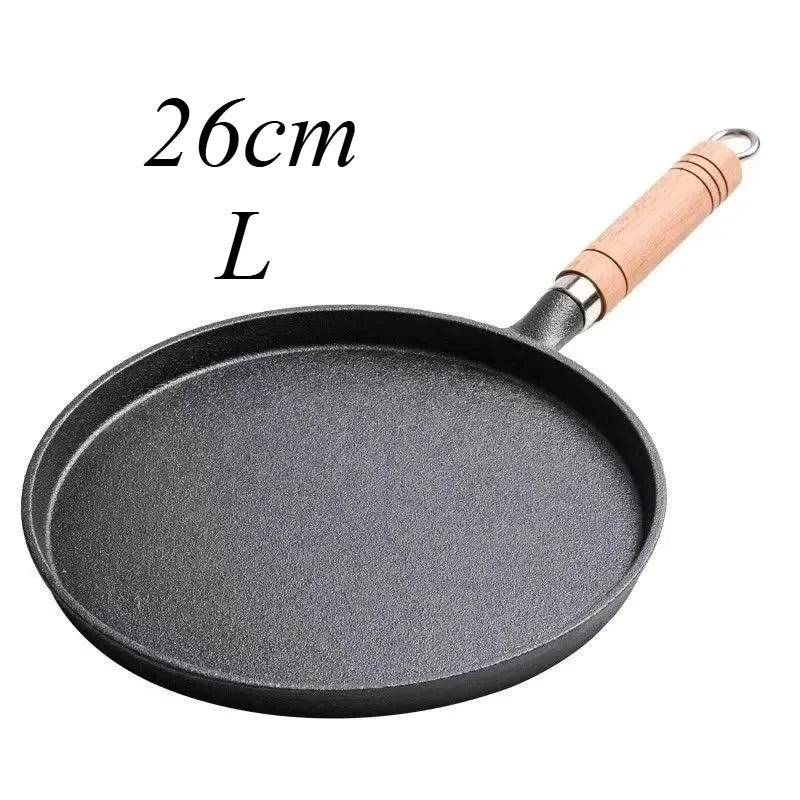 20/23/26cm Cast Iron Frying Pan Uncoated Non-stick Egg Pancake PanCrepe Maker Steak Frying Pot Gas Induction Cooker  Cookware