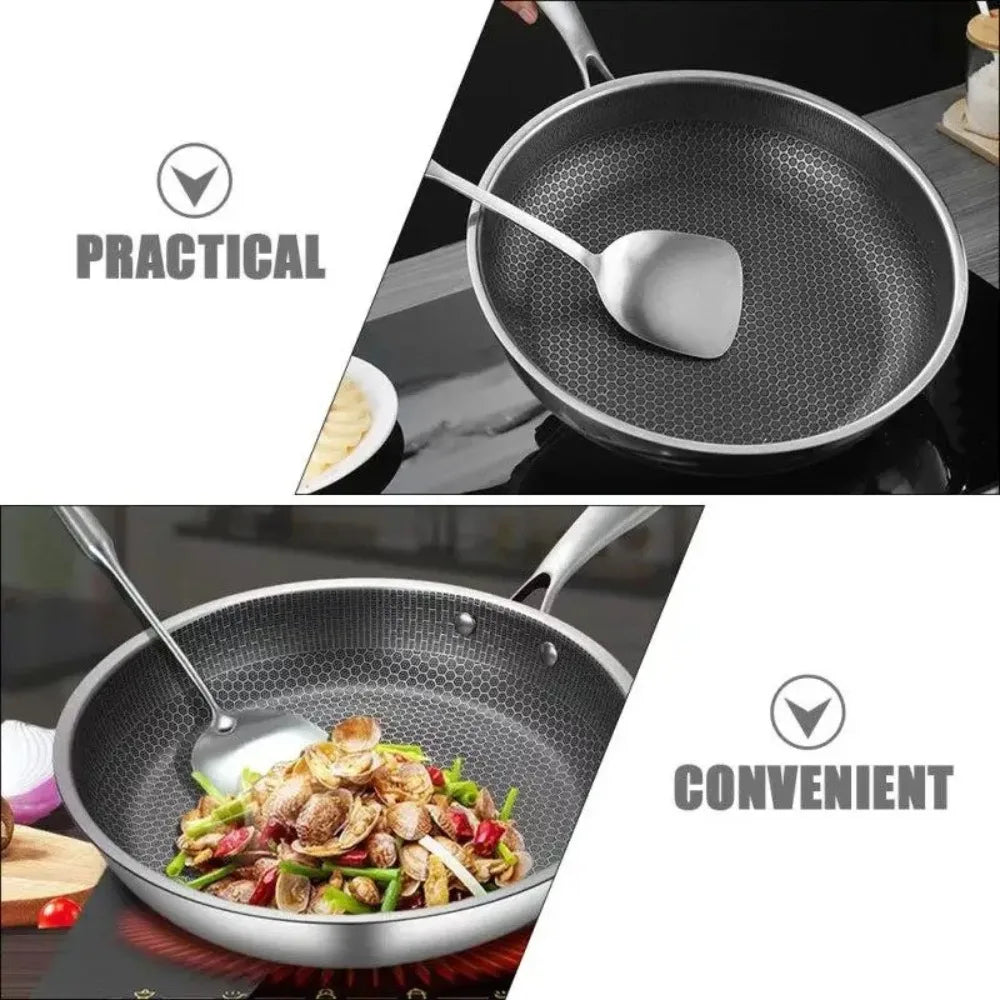 26/28/30cm Frying Pan Non-coated Stainless Steel NonStick Pan Multi-functional Thickened Honeycomb Pot Gas Induction Cooker