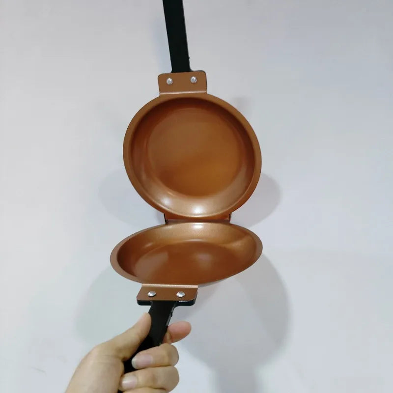 Double-Sided Non-Stick Ceramic Frying Pan Pancake Maker Foldable Kitchen Cookware for Bread Egg Breakfast