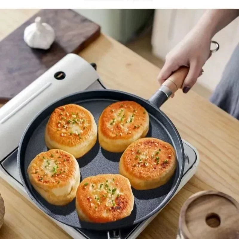 20/23/26cm Cast Iron Frying Pan Uncoated Non-stick Egg Pancake PanCrepe Maker Steak Frying Pot Gas Induction Cooker  Cookware