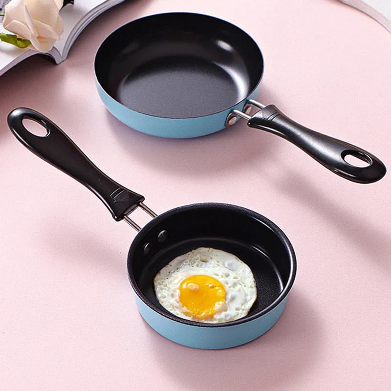 12cm Mini Frying Pan Stainless Steel Prevent Stick Induction Pot Round Breakfast Small Fry Egg Pan With Long Handle Kitchen Tool