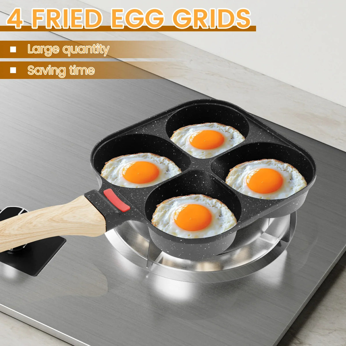 Egg Frying Pan Nonstick Pancake Pans 4-Cups Cookware Pancake Pan Egg Pan Suitable for Gas Stove Induction Cooker Breakfast Maker