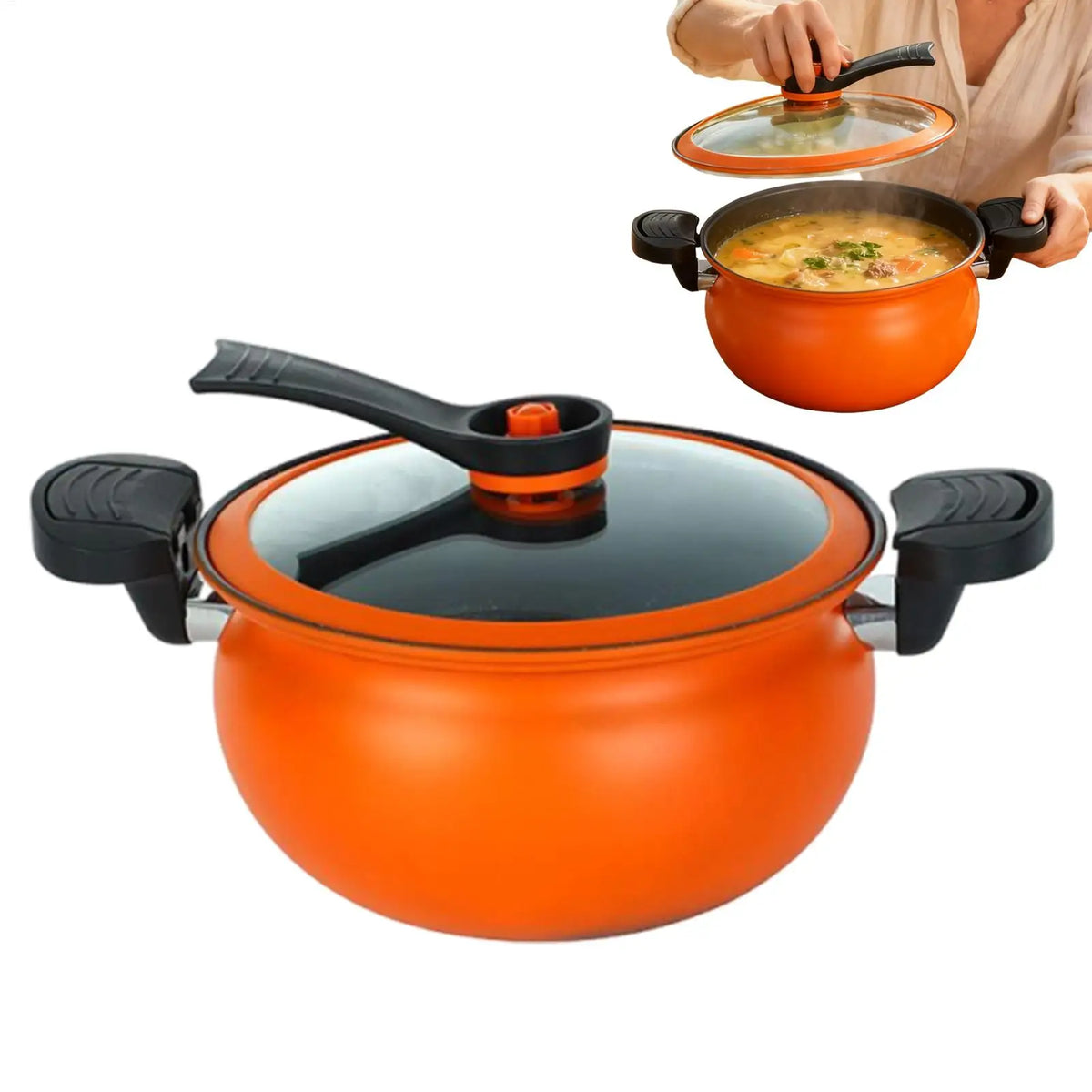 Cooking Pot Large Deep Cookware with Visible Lid Induction Pot Saucepan with Handles for Gas Ceramic Home Kitchen Restaurant