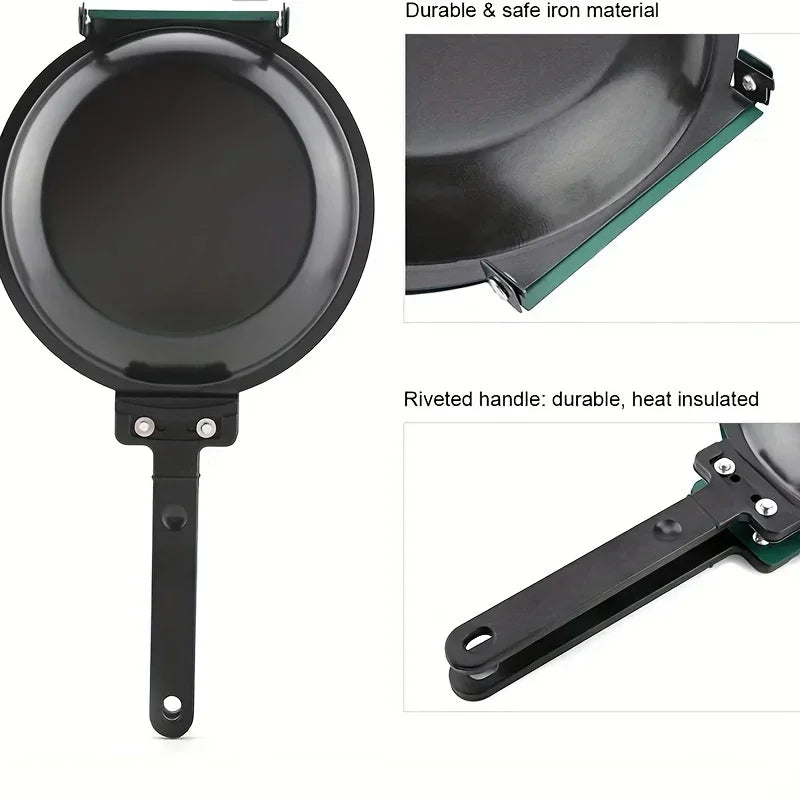 Double-Sided Non-Stick Ceramic Frying Pan Pancake Maker Foldable Kitchen Cookware for Bread Egg Breakfast