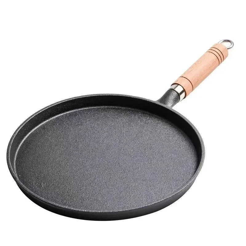 20/23/26cm Cast Iron Frying Pan Uncoated Non-stick Egg Pancake PanCrepe Maker Steak Frying Pot Gas Induction Cooker  Cookware