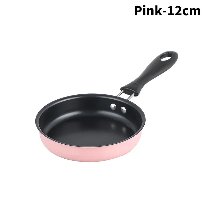 12cm Mini Frying Pan Stainless Steel Prevent Stick Induction Pot Round Breakfast Small Fry Egg Pan With Long Handle Kitchen Tool