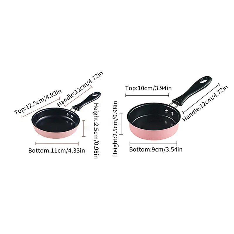 12cm Mini Frying Pan Stainless Steel Prevent Stick Induction Pot Round Breakfast Small Fry Egg Pan With Long Handle Kitchen Tool