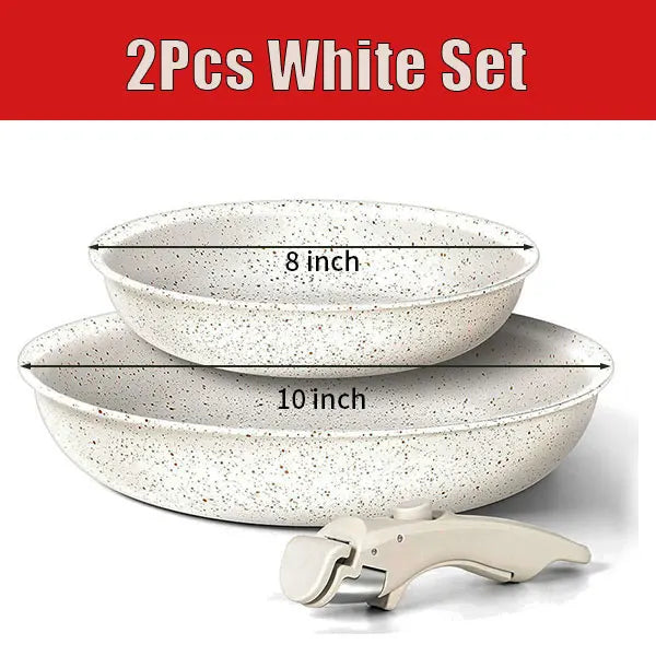 2/3Pcs Frying Pans Set Stackable Nonstick Egg Fry Pans with Removable Handle Non Stick Fried Steak Skillet Cooking Pot Cookware