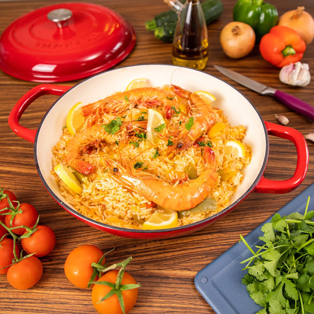 Enameled Cast Iron Frying Pan 20cm Dual Loop Handle Skillet Non Stick Grill Pan For Fried Steak For Oven Stovetop Induction